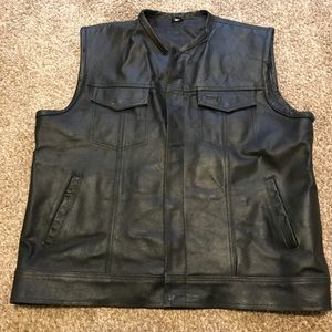 Leather motorcycle vest